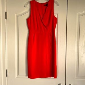 Scalloped edge faux wrap dress